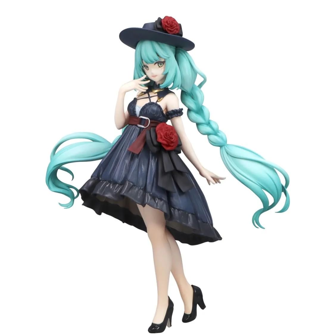 Furyu Hatsune Miku Trio-Try-iT figure in black dress, front view, ideal for display and collection