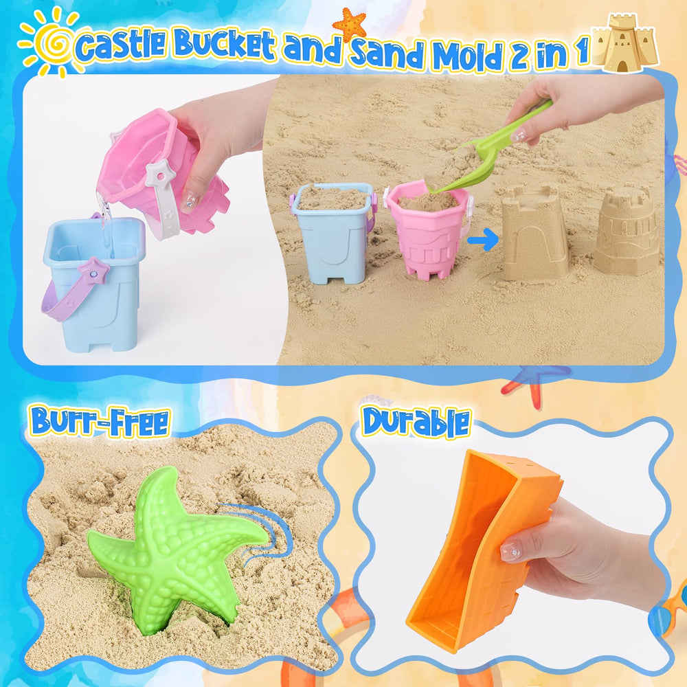 FUSPWEAO castle molds create detailed sand sculptures with easy press action