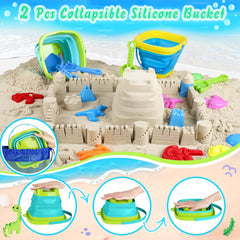 FUSPWEAO collapsible beach buckets ready for storage and transport.