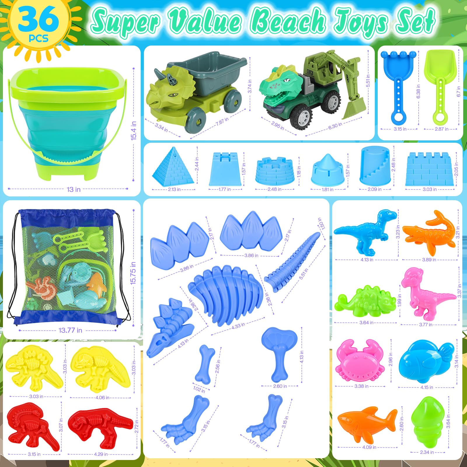 FUSPWEAO travel-friendly kit supports family beach trips with organized toy storage.