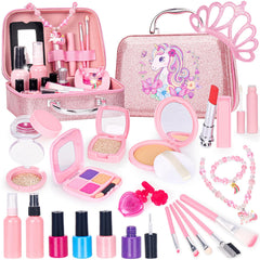 FUSPWEAO pretend makeup kit in a bag for imaginative play and organization.
