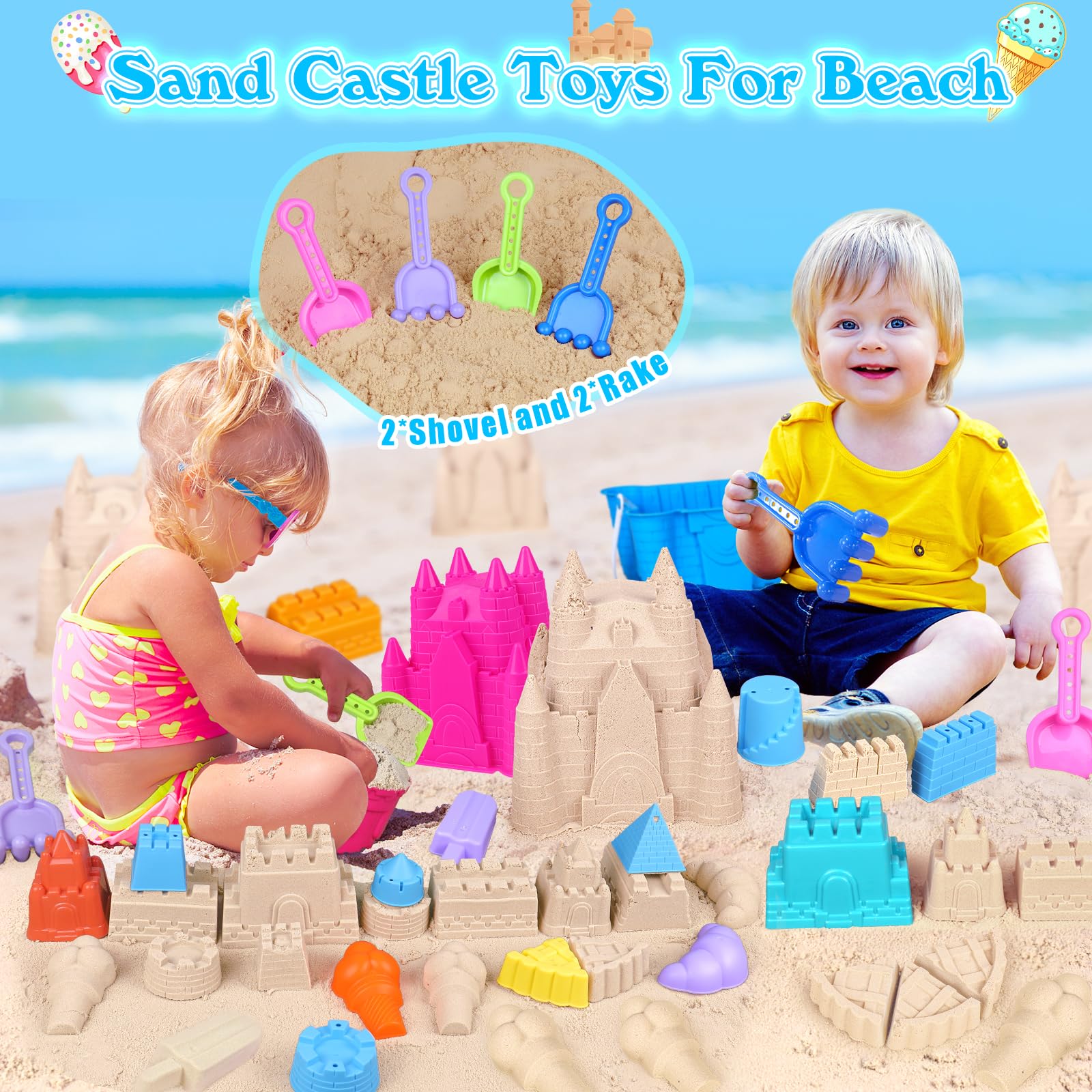 FUSPWEAO travel beach toys ideal for sunny days and family vacations.
