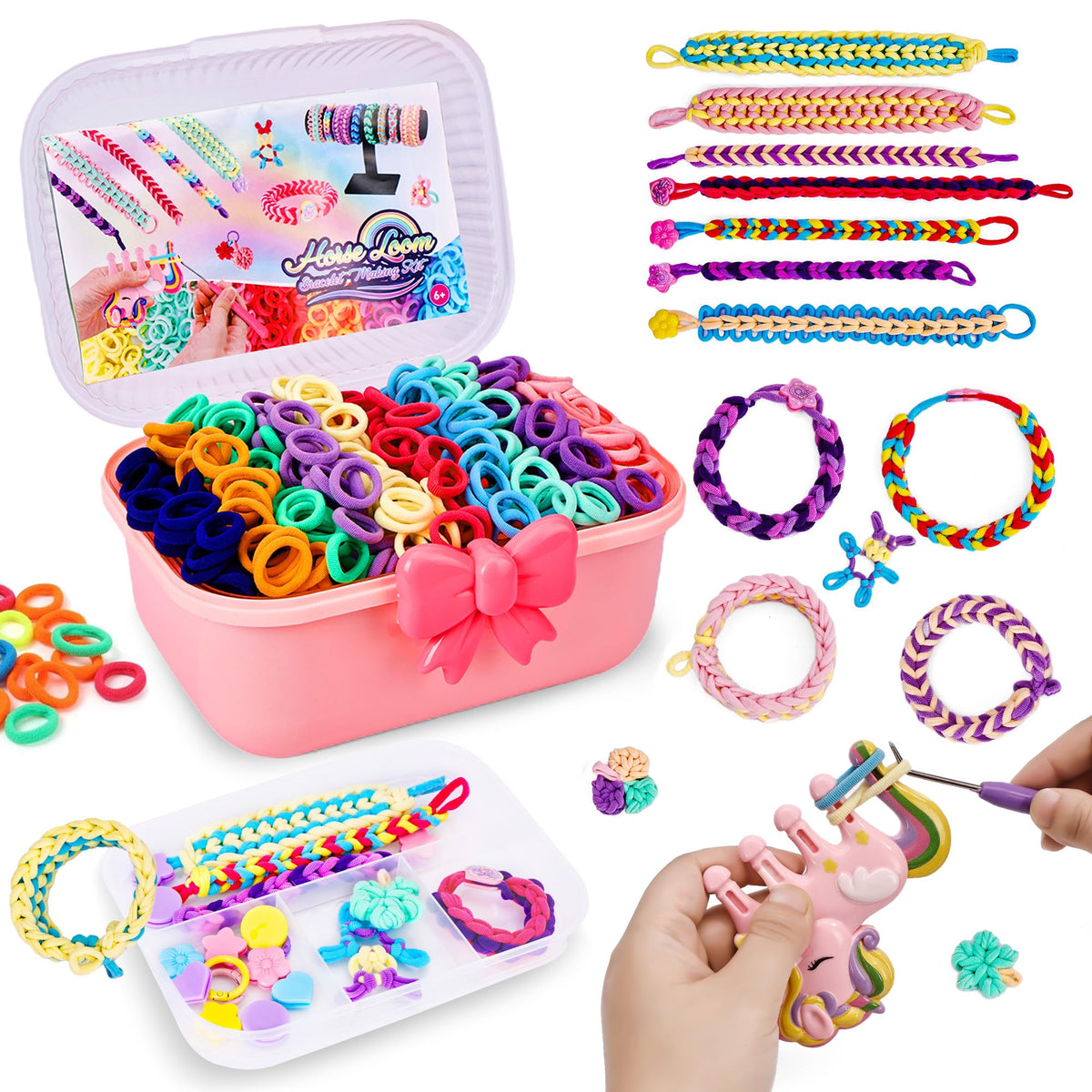 FUTESI rainbow bands loops for colorful, easy bracelet crafting on any table
