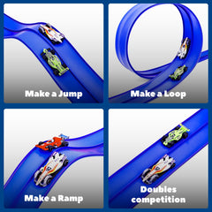 FUTESI travel-ready roll-up track fits in bags for on-the-go fun
