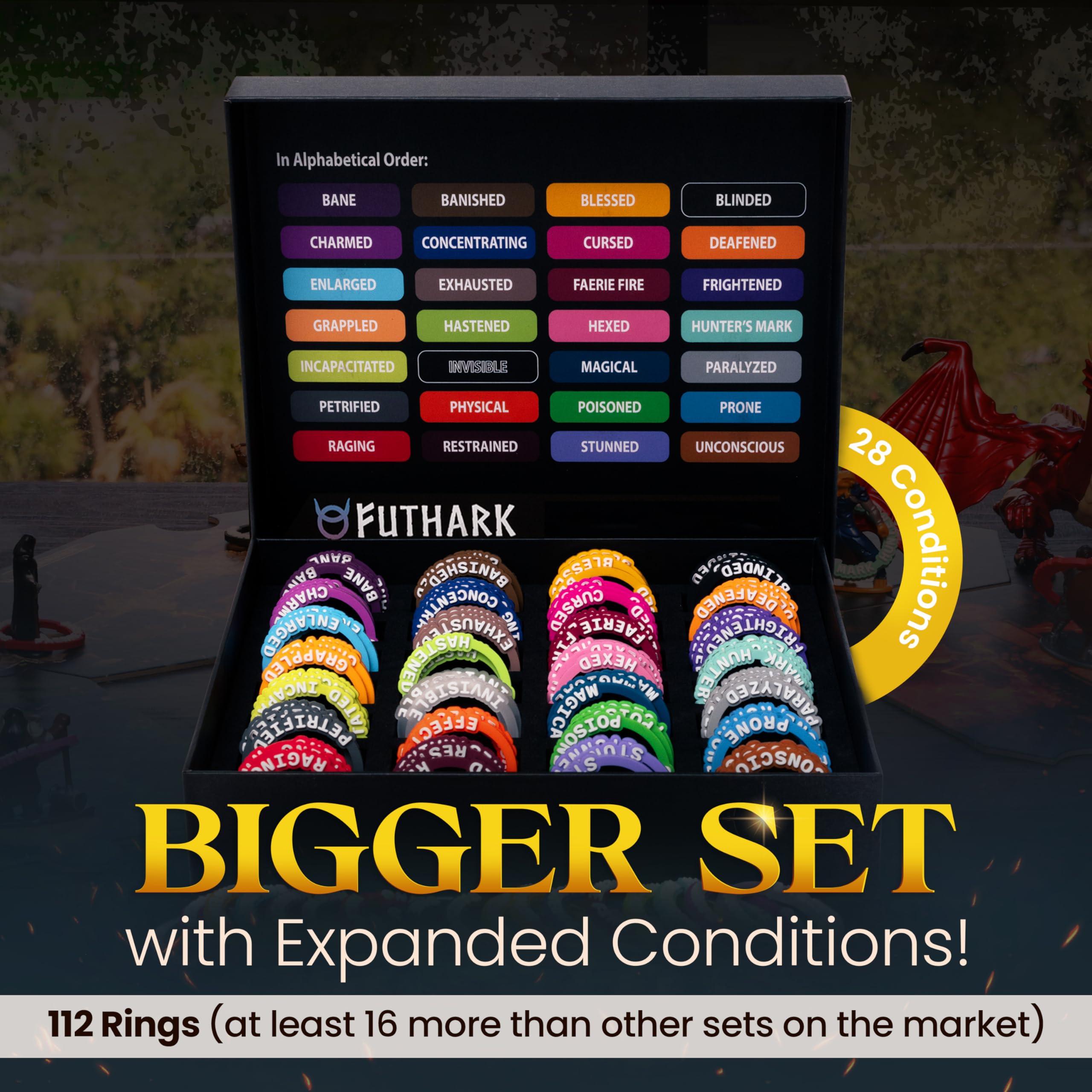 Futhark DND Condition Rings offer clear 3D visibility from any angle.