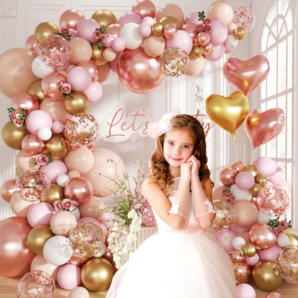 Futureferry confetti balloons with rose gold accents spark festive flair.