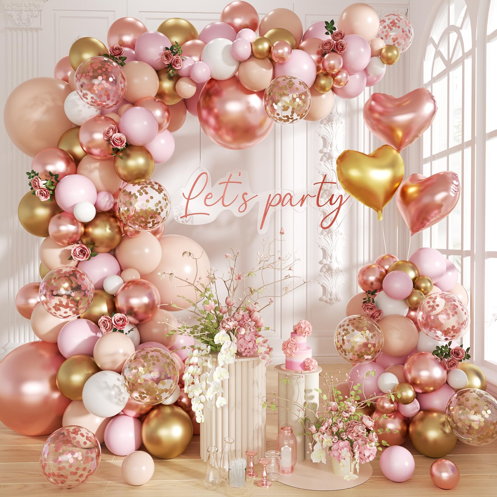 Futureferry rose gold balloon arch kit for a stunning wedding backdrop.