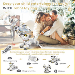 FUUY Robot Dog follows with the remote for outdoor adventures.