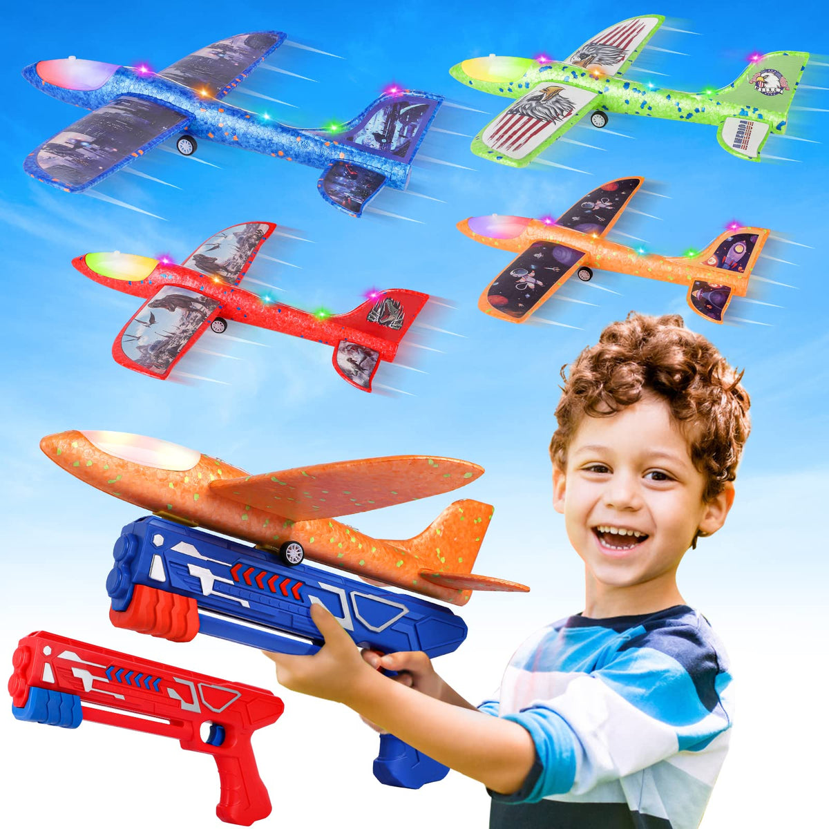 Fuwidvia green foam airplane gliding outdoors for active play