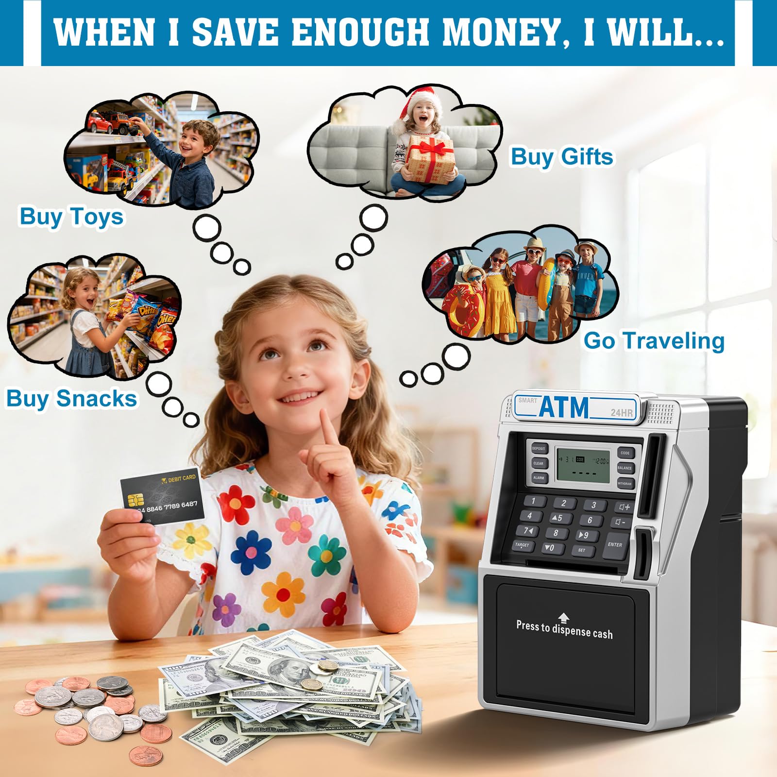 Fuwidvia ATM Piggy Bank PIN entry area with reset option