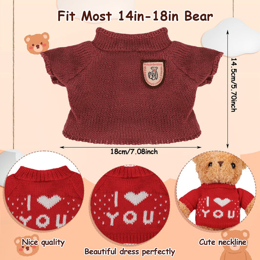Fuyamp 10-pcs bear outfits with hoodies and sweaters for dress-up versatility.