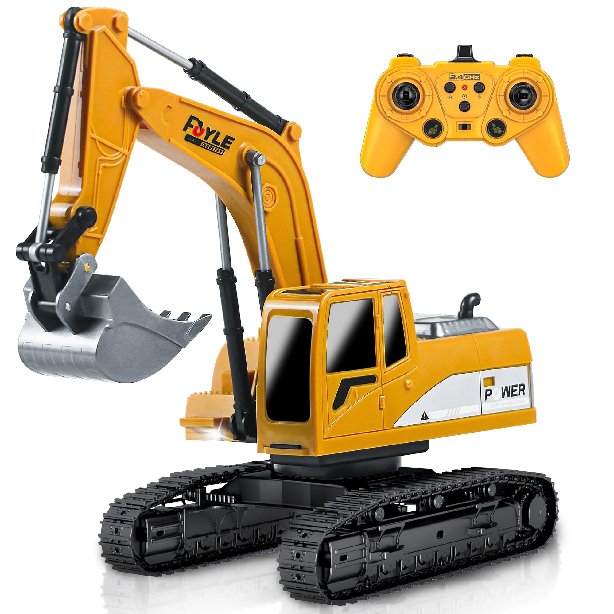 FUYLE RC excavator toy front view for realistic construction play