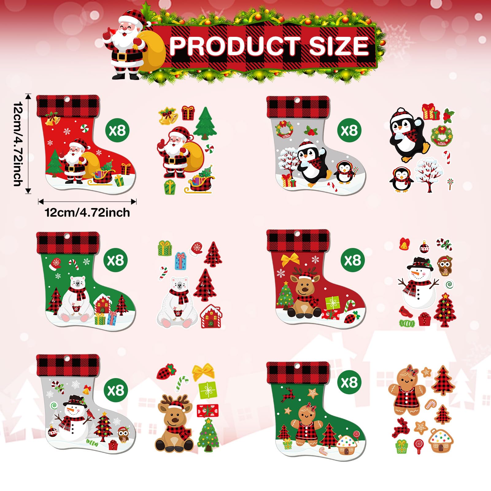 Fuyoooo christmas stockings stickers pack adds bright colors for customization