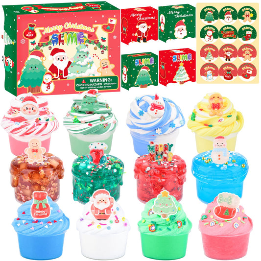 Fuyoudee Christmas Slime Set Crystal – soft non-sticky texture for sensory play.