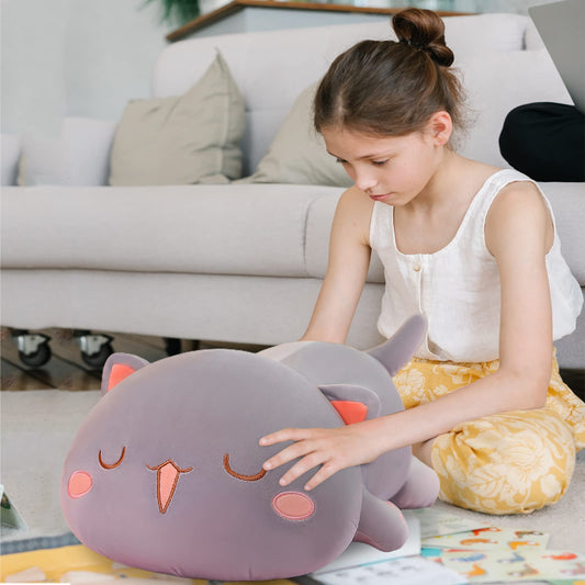 Fuyu plush pillow with soft elastic cotton filling for extra softness.