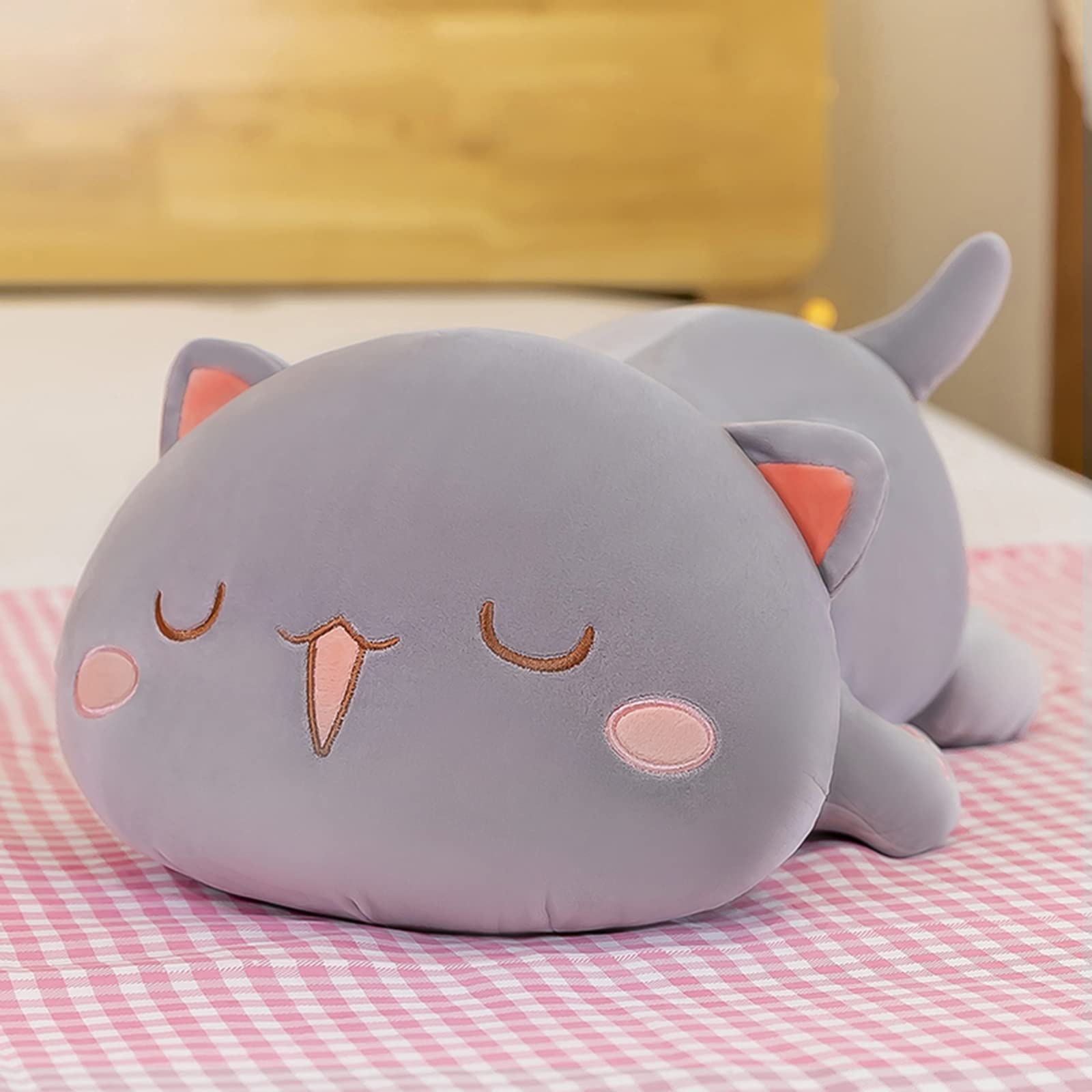 Fuyu vacuum-packed cat pillow ready to recover fullness after unpacking.