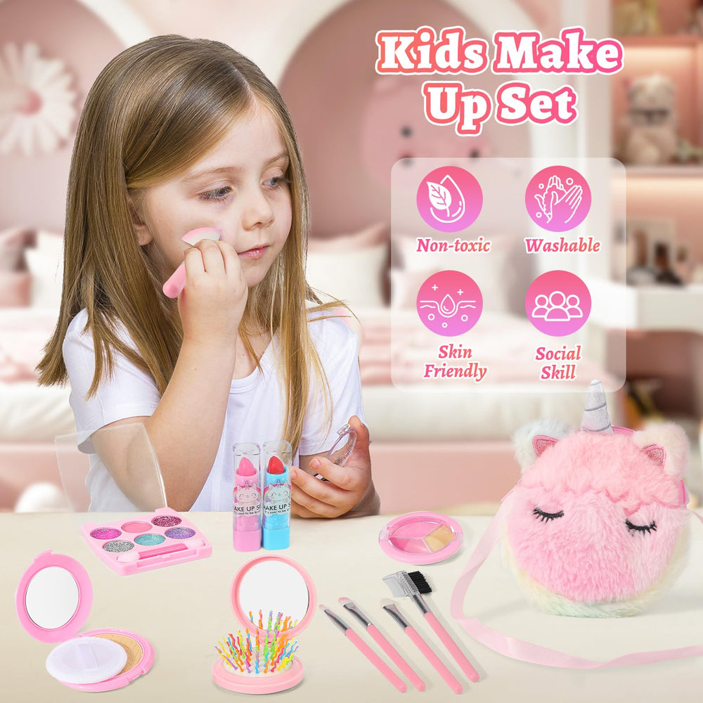 Fuzmo Kids Makeup Kit cross-body bag stores treasures during princess play and keeps essentials handy.