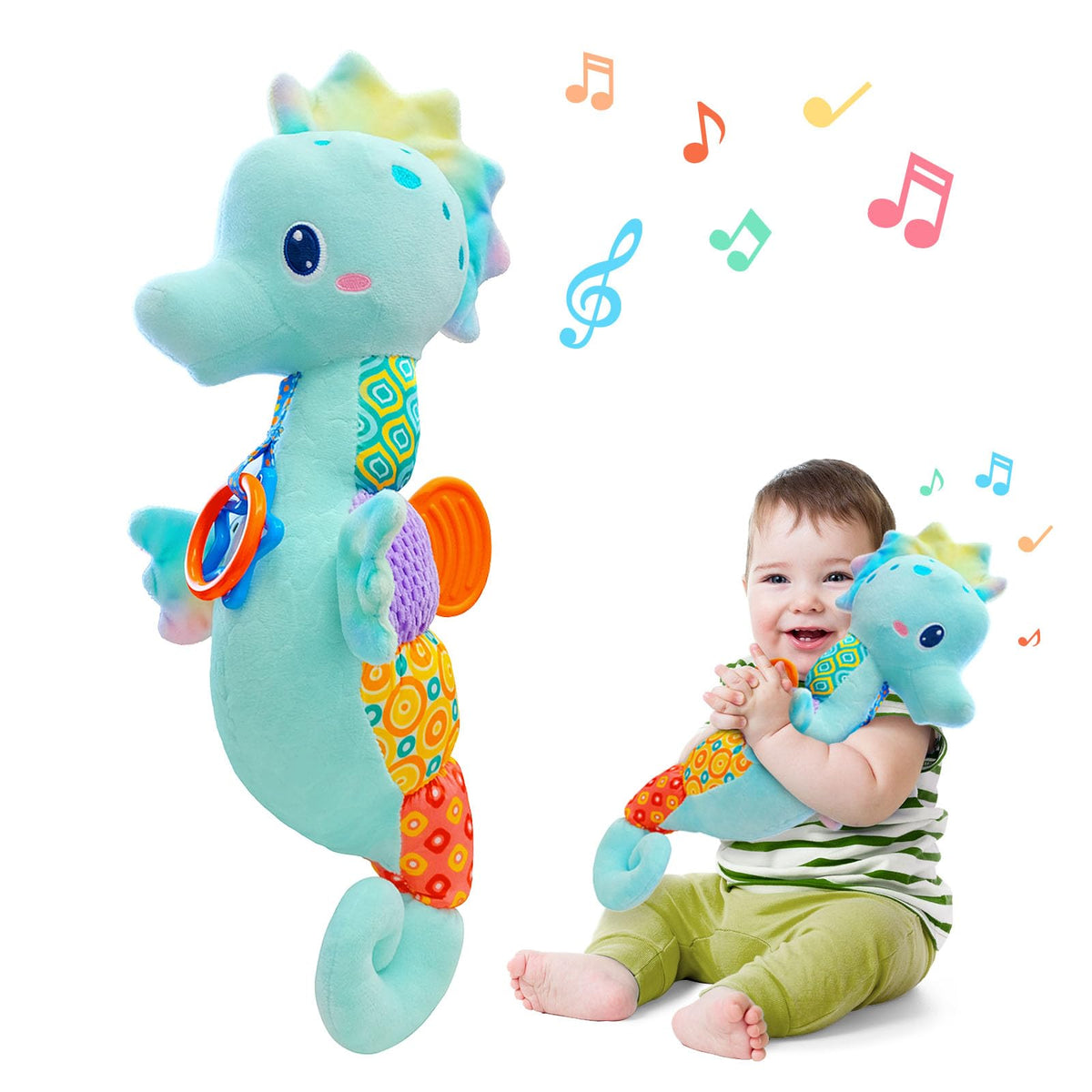 Fuzqq Seahorse head music toy for soothing infant engagement