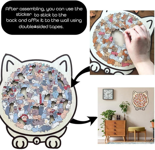 FVELPLT Morandi palette cat-outline puzzle enhances calm spaces.