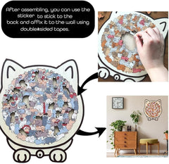 FVELPLT Morandi palette cat-outline puzzle enhances calm spaces.