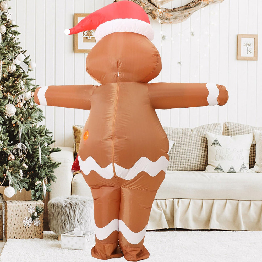 FWV Gingerbread Costume for Kids inflated state ready for indoor or outdoor fun