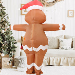 FWV Gingerbread Costume for Kids inflated state ready for indoor or outdoor fun