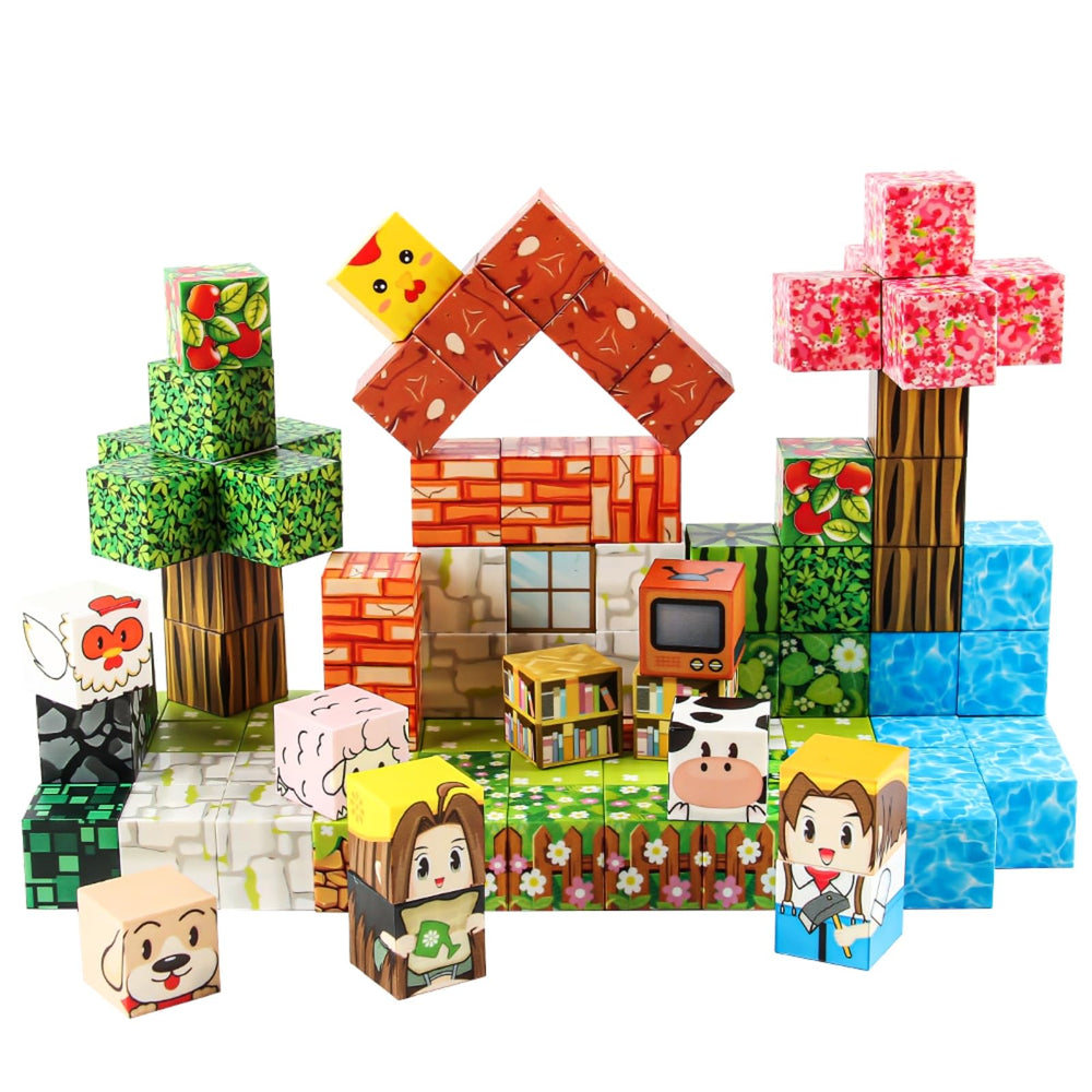 FXZYIXS Magnetic Blocks cubes-0-8-inch-size demonstrates compact, kid-friendly construction.