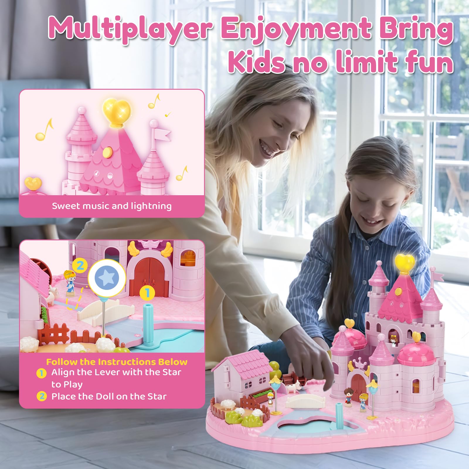 fygurso Dream Princess Play Set open sections illustrating easy room access