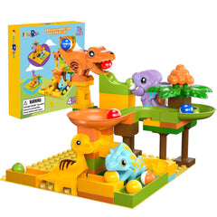Fygurso gift-ready dinosaur marble run in yellow packaging inspires discovery