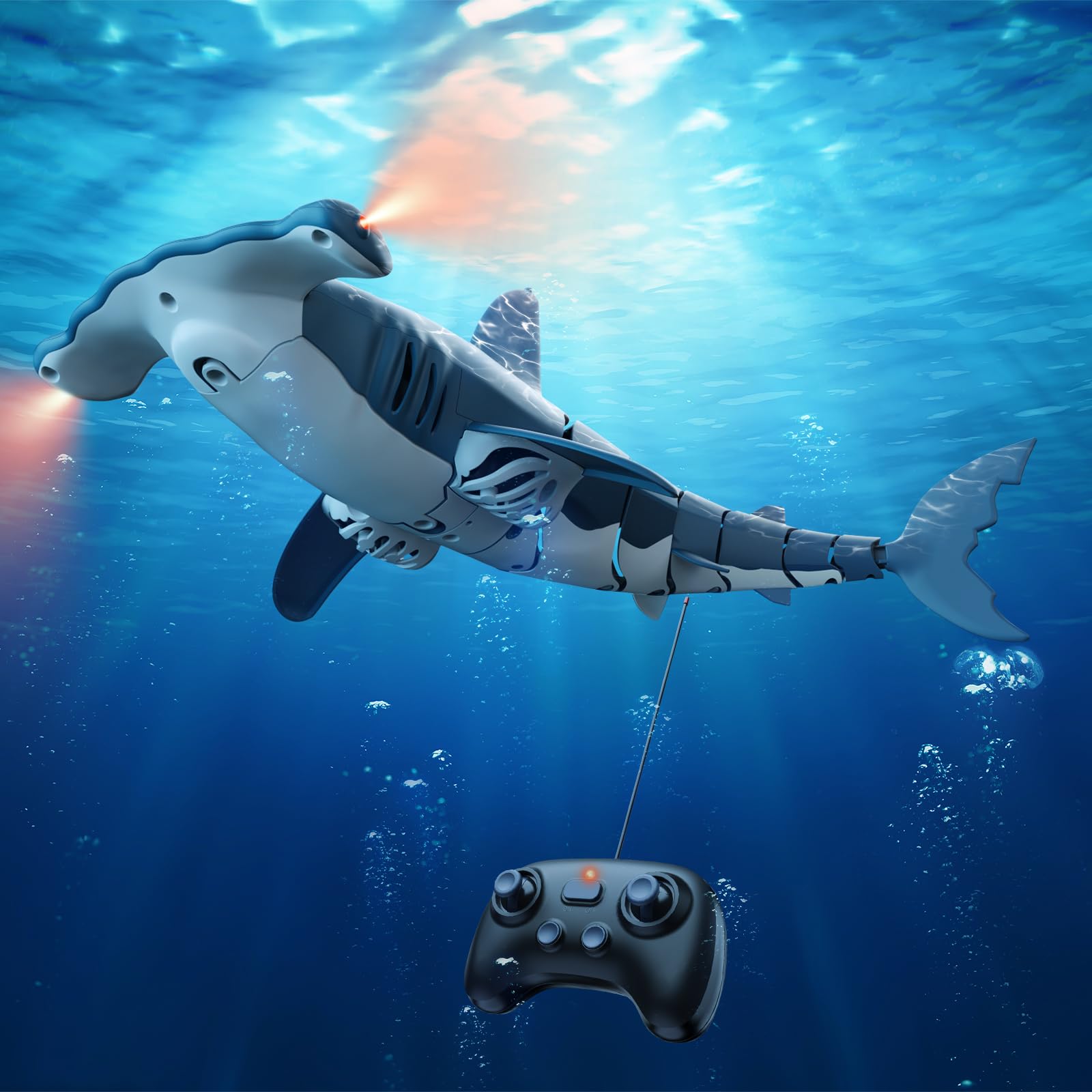fygurso remote control hammerhead shark dives up to five feet for immersive underwater exploration.