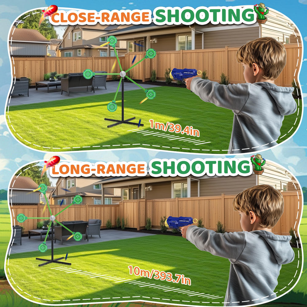 Fygurso ten-meter shooting distance for roomy play spaces.