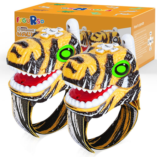 Fygurso walkie-talkie for kids in dinosaur yellow, front view showing easy-grip design for young explorers.