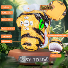 Fygurso walkie-talkie kids dinosaur yellow wristband secure wear for hands-free outdoor play.