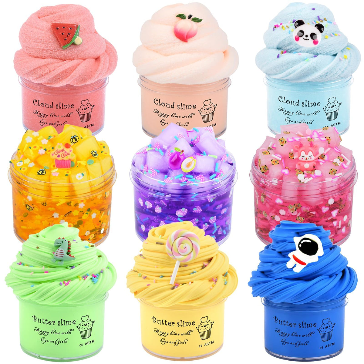 FYJIEKRIGOK 9-pack slime kit in vibrant colors for creative play and sensory exploration