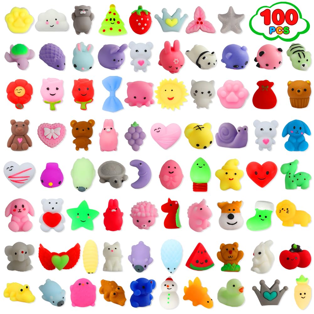 fyjous 100-pack squishies variety animals – colorful set for sharing and play