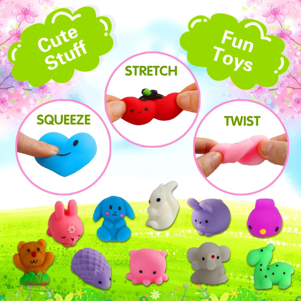 fyjous dinosaur and fruit squishies provide colorful shapes for creative play