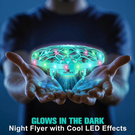 Fynhvi glow-in-the-dark shell and LED projection illuminate walls and ceilings.