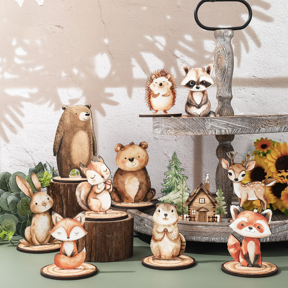 FYSUIMU woodland deer sign with base provides a delicate birthday centerpiece