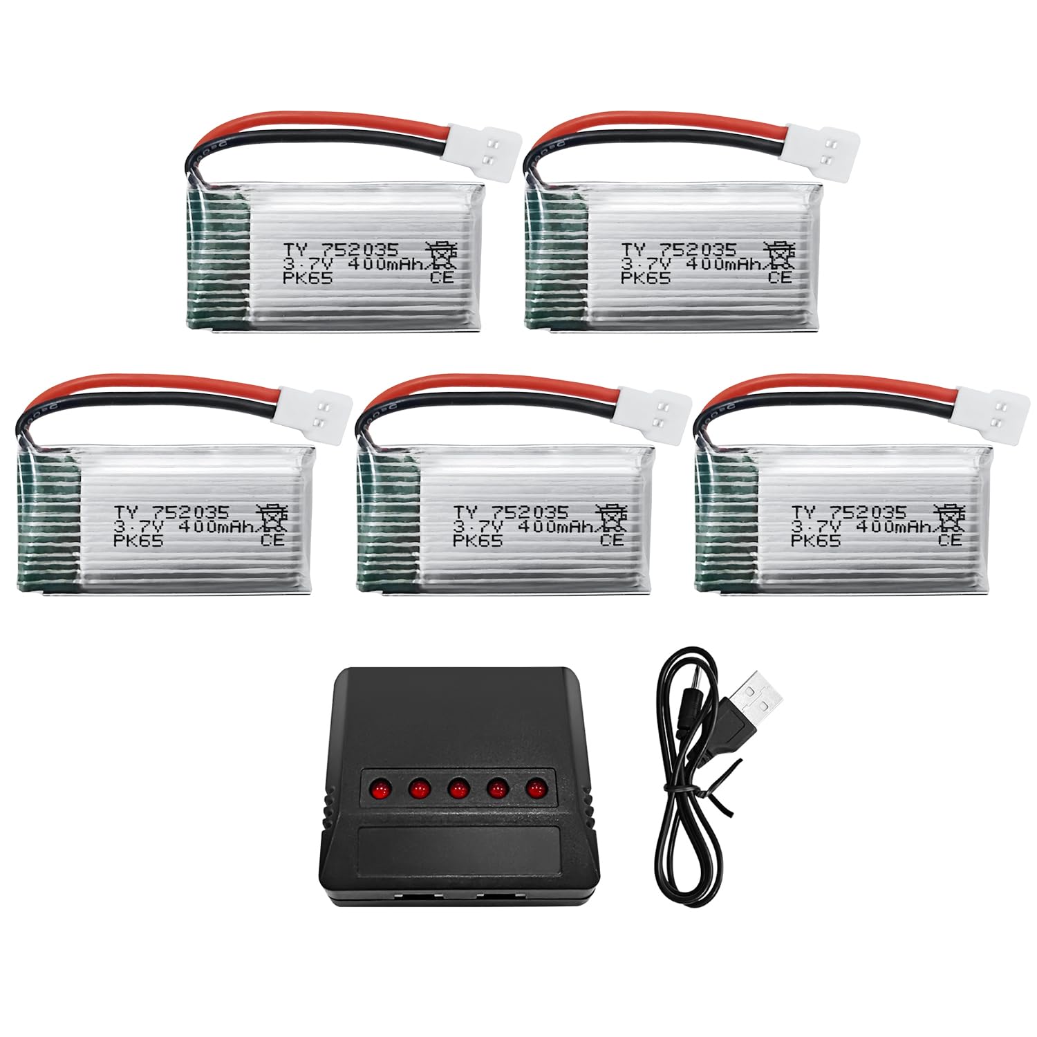 Fytoo 5-pack battery and 5-in-1 charger for SYMA Q11, ready for field use
