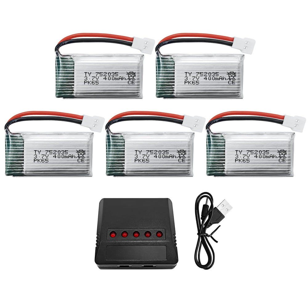 Fytoo 5-pack battery and 5-in-1 charger for SYMA Q11, ready for field use