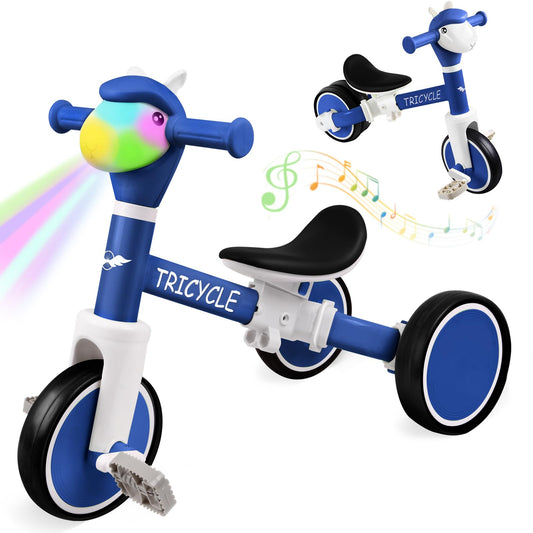 FZHZZ Toddler Balance Bike with front lights and music enhances outdoor play.