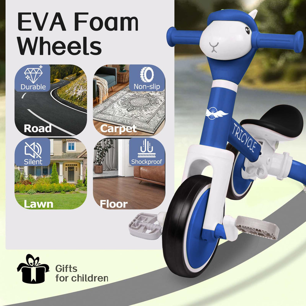 FZHZZ Toddler bike with EVA foam wheels provides silent, non-slip rides.