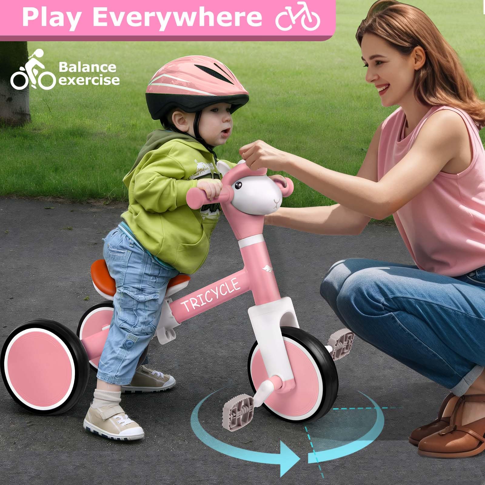 FZHZZ pink gift-ready tricycle for birthdays and holidays