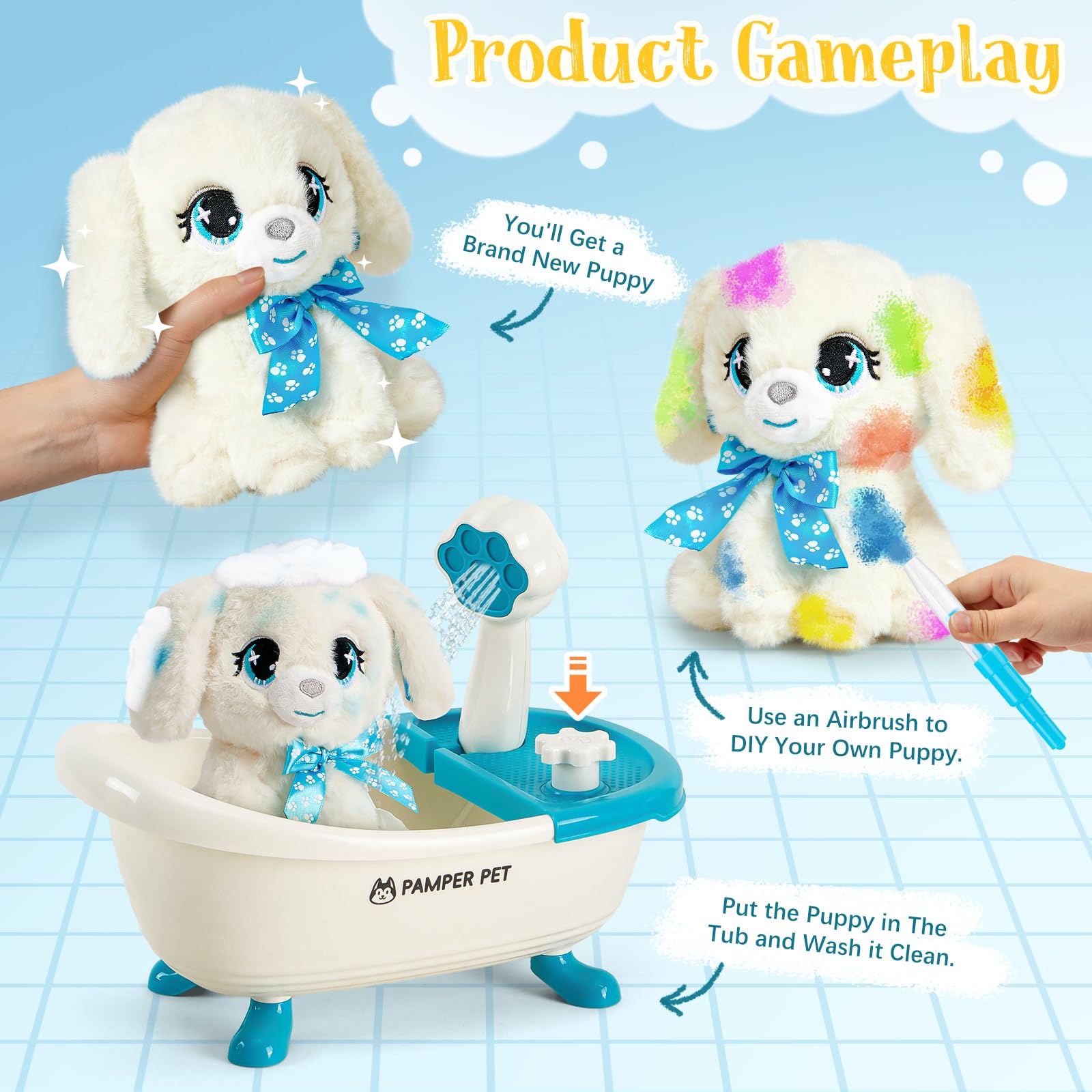 G.C Paint-Wash-Recolor airbrush pens set enables creative doodling on plush.