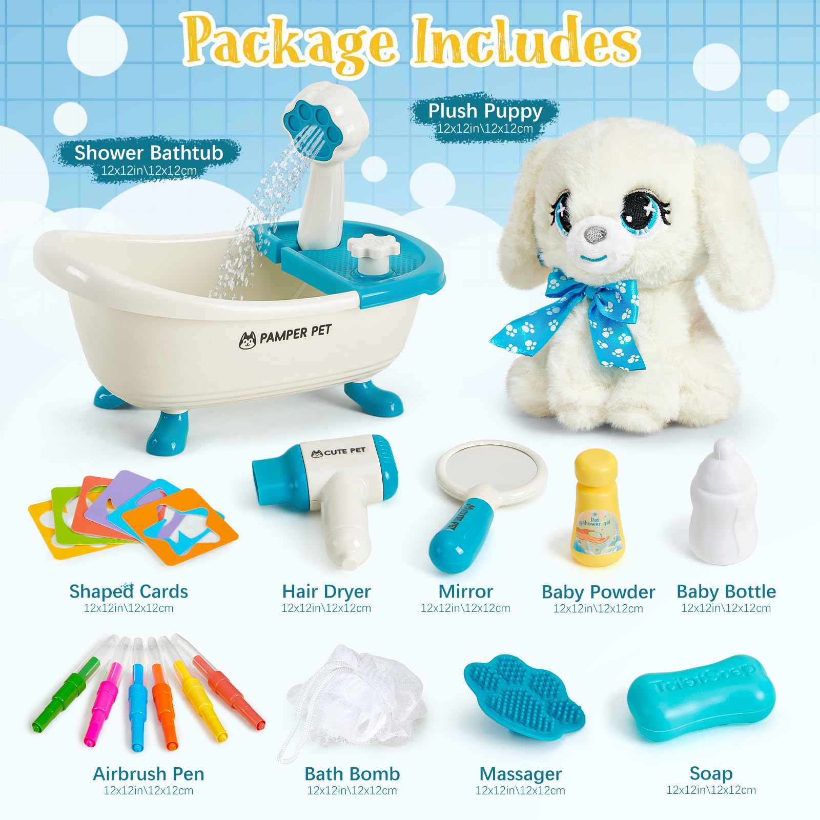 G.C Paint-Wash-Recolor plush with paw-print shower head for interactive water play.