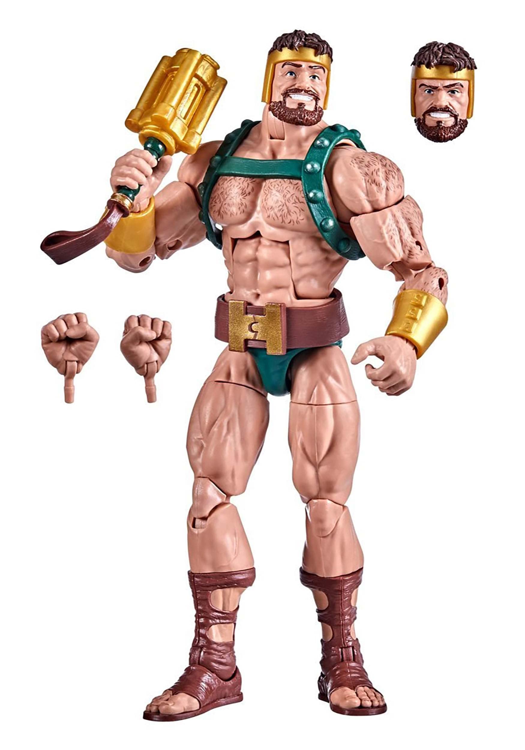 G.I. Joe Hercules 6-inch alternate head and hands enable varied display.