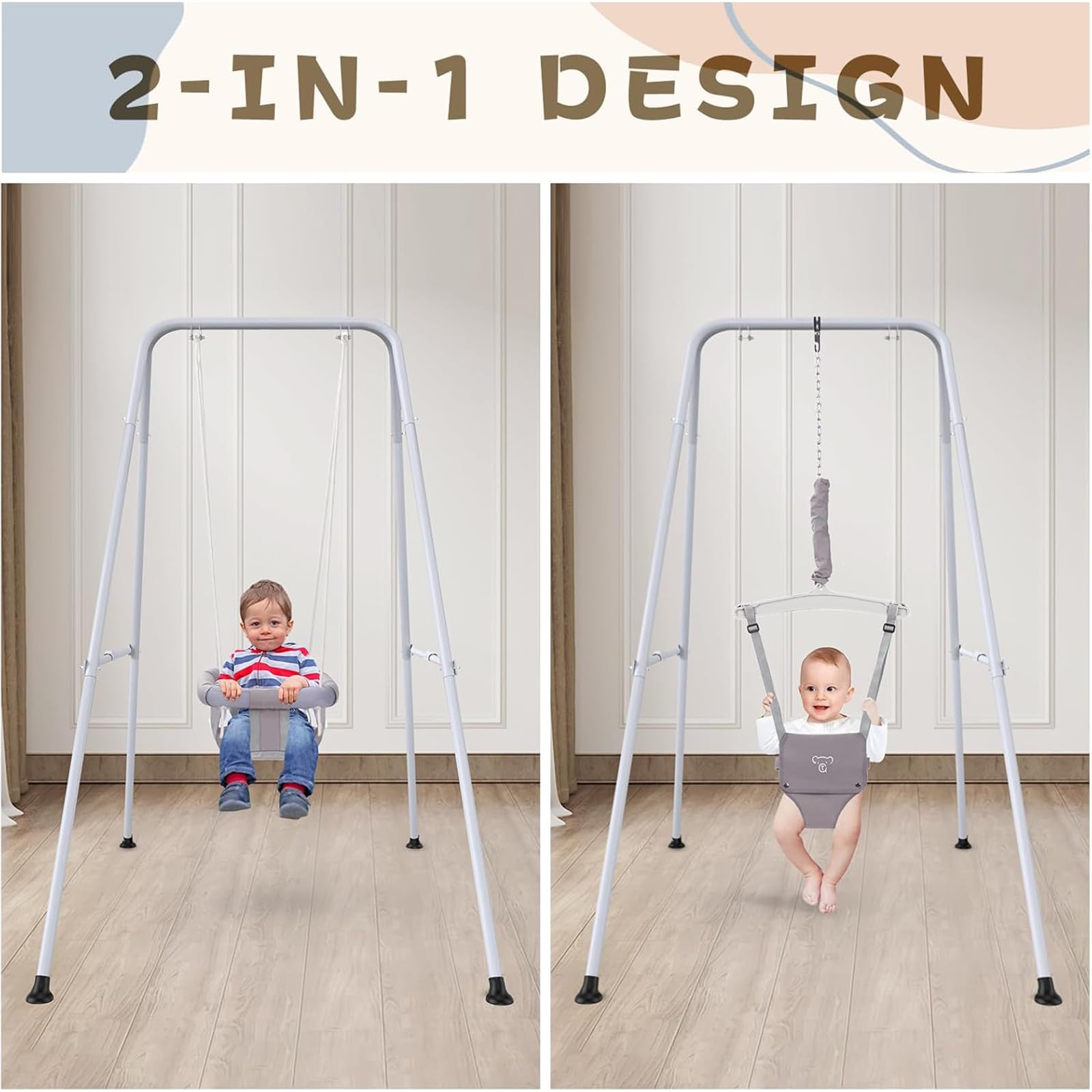 G TALECO GEAR transition between jumper and swing supports growing toddlers.