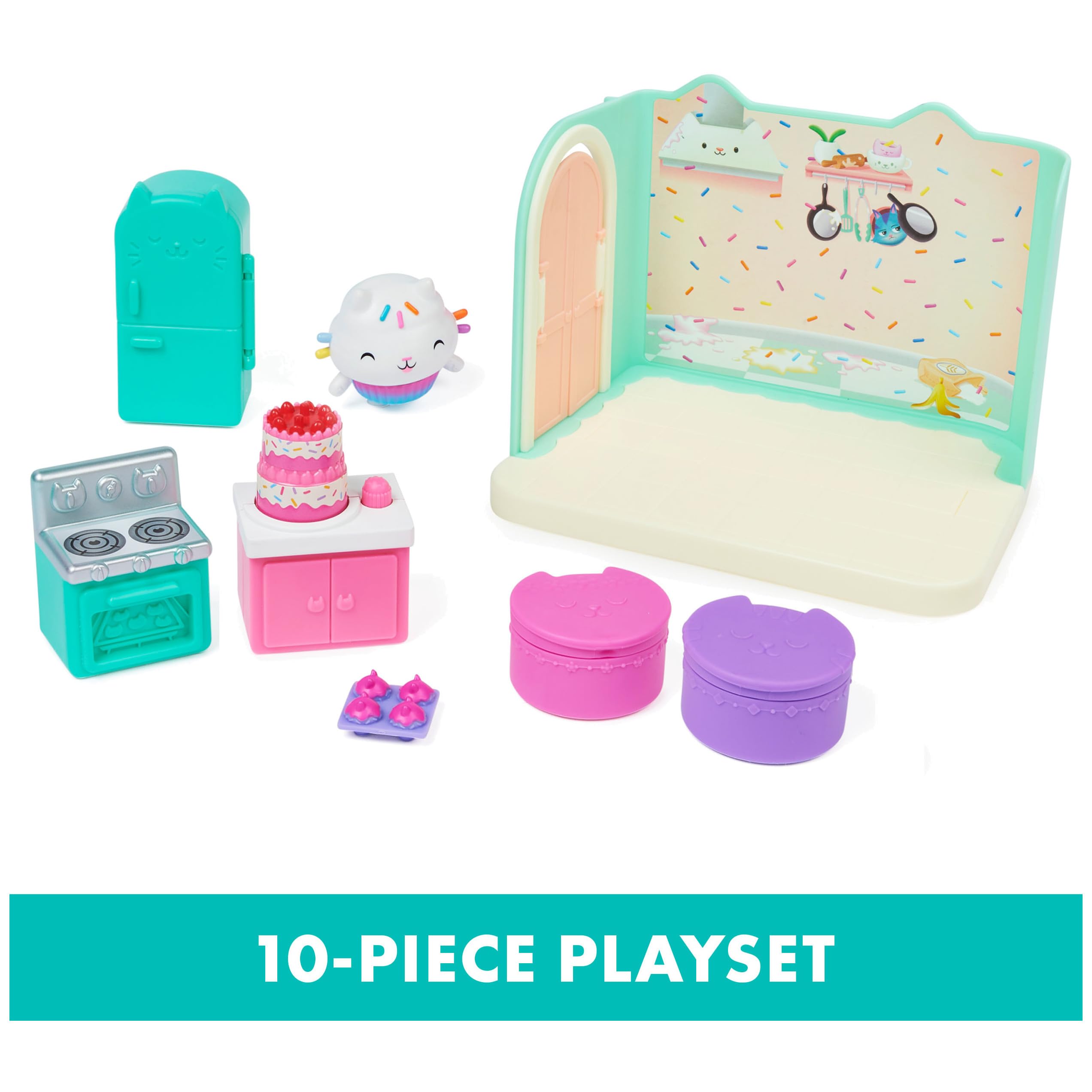 Cakey Cat figure from Gabby’s Dollhouse Bakey Kitchen for imaginative adventures.
