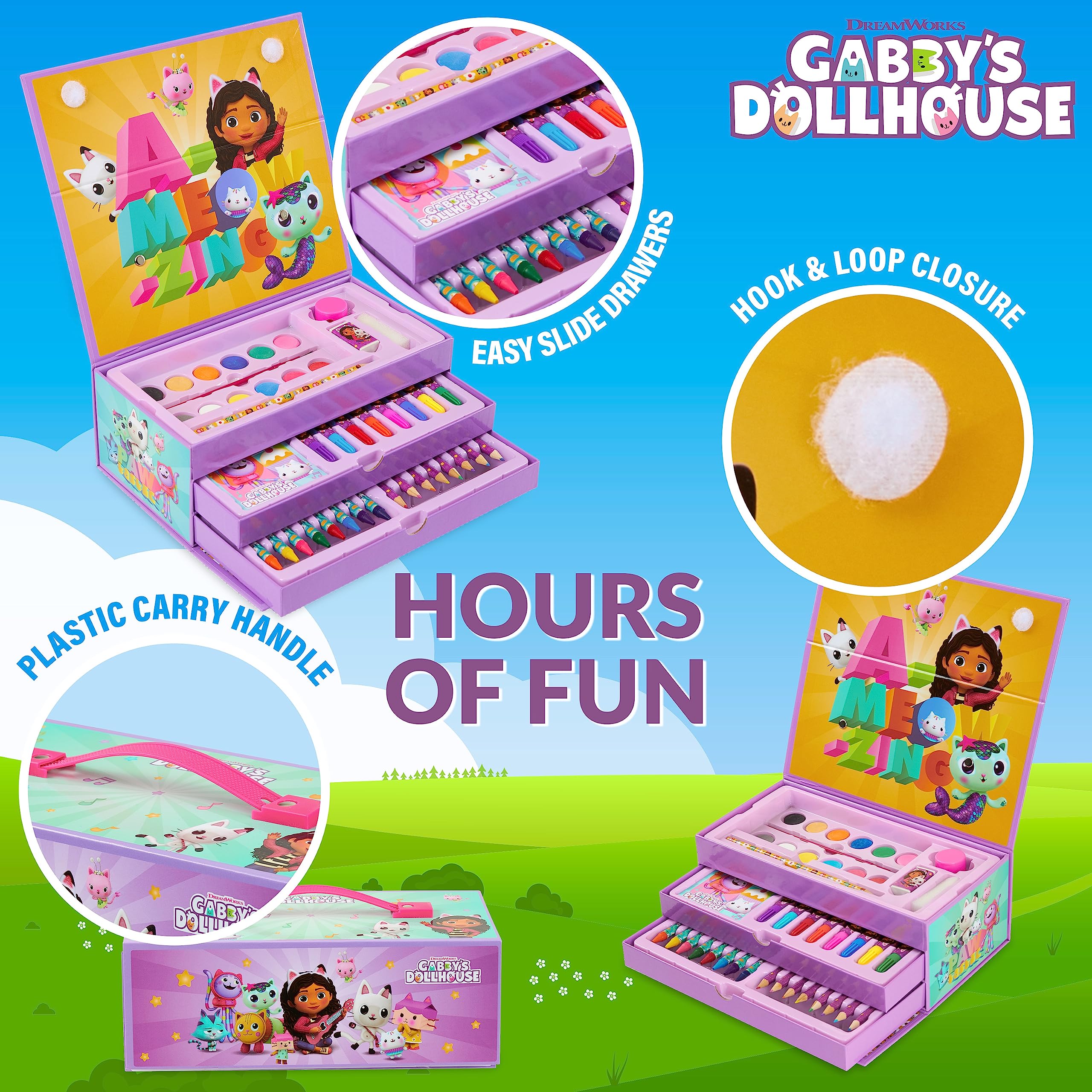 Gabby Dollhouse coloured pencils offer rich hues for shading and details.