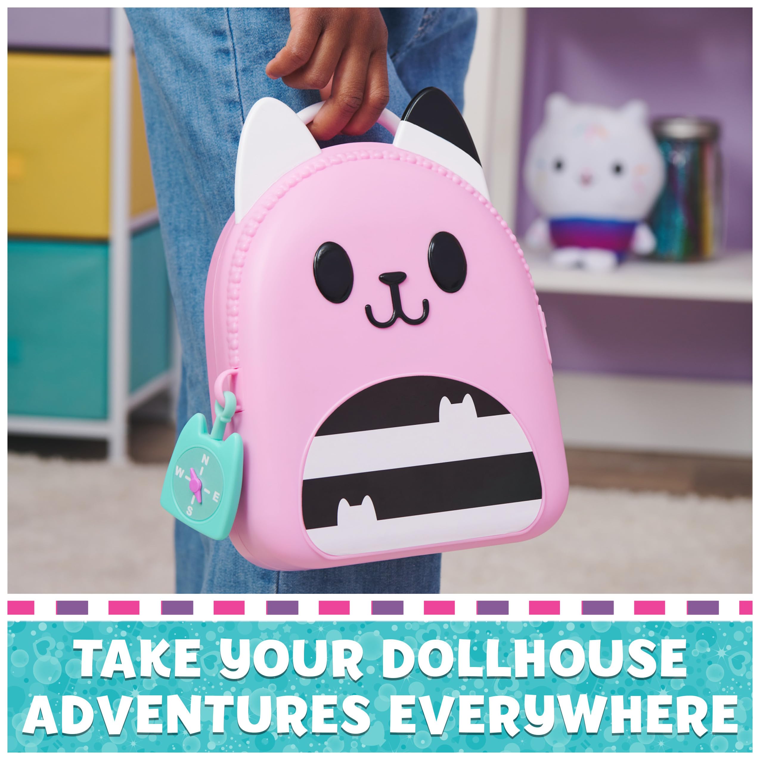 Gabby Dollhouse kitty key card holder supports pretend access